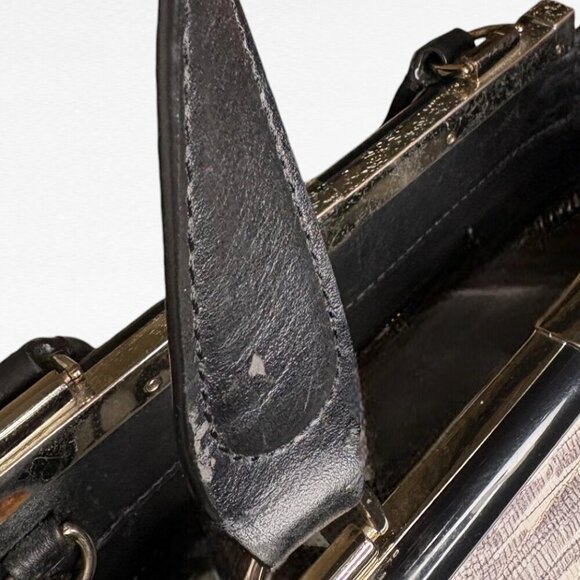 Diane von Furstenberg 440 Breakaway Black White Embossed Leather Satchel - Picture 10 of 15